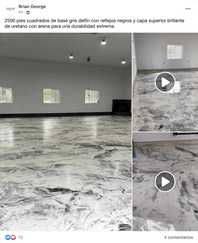 ¡2500 pies cuadrados de base Gris Delfín con toques de Negro y una capa superior de Uretano brillante con un acabado rugoso para una durabilidad extrema!